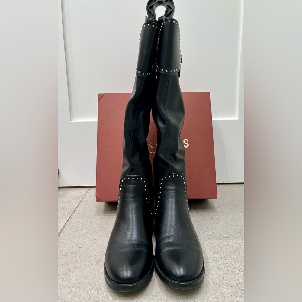 Elegant Black Studded Over the Knee Boots